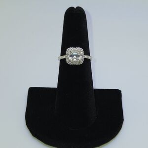 Asscher Cut Halo Engagement Ring Sz 6